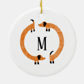 Funny Dachshund Sause Dog Monogram Keramisch Ornament (Achterkant)