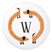 Funny Dachshund Sause Dog Monogram Keramische Knop (Voorkant)