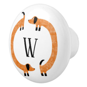 Funny Dachshund Sause Dog Monogram Keramische Knop