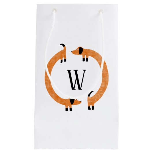 Funny Dachshund Sause Dog Monogram Klein Cadeauzakje (Voorkant)