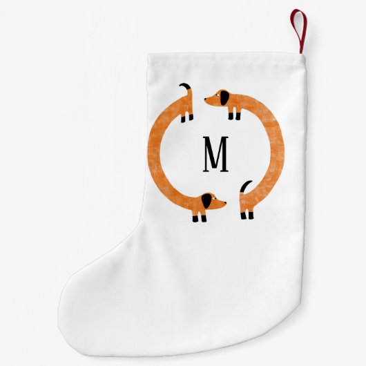 Funny Dachshund Sause Dog Monogram Kleine Kerstsok (Achterkant)