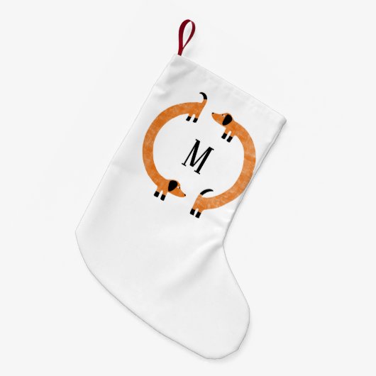 Funny Dachshund Sause Dog Monogram Kleine Kerstsok (Voorkant (Hangend))