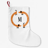 Funny Dachshund Sause Dog Monogram Kleine Kerstsok (Voorkant)