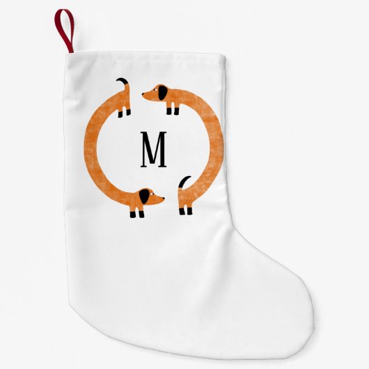Funny Dachshund Sause Dog Monogram Kleine Kerstsok (Voorkant)