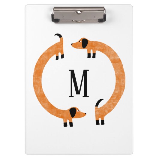 Funny Dachshund Sause Dog Monogram Klembord (Voorkant)