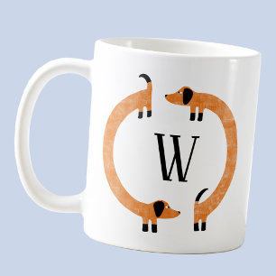 Funny Dachshund Sause Dog Monogram Koffiemok