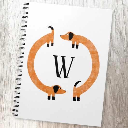 Funny Dachshund Sause Dog Monogram Notitieboek