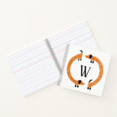 Funny Dachshund Sause Dog Monogram Notitieboek (Binnen)