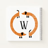 Funny Dachshund Sause Dog Monogram Notitieboek (Achterkant)