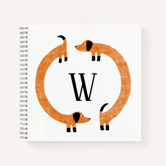 Funny Dachshund Sause Dog Monogram Notitieboek (Voorkant)