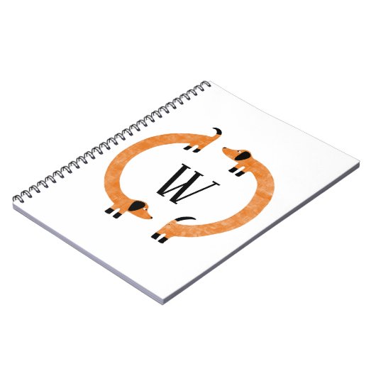 Funny Dachshund Sause Dog Monogram Notitieboek (Linkerzijde)