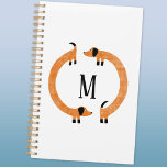 Funny Dachshund Sause Dog Monogram Planner<br><div class="desc">Cute en grappige dachshund,  worsthonden of wiener-honden in eeuwige beweging. Pas door het initiaal te veranderen of te verwijderen aan.</div>