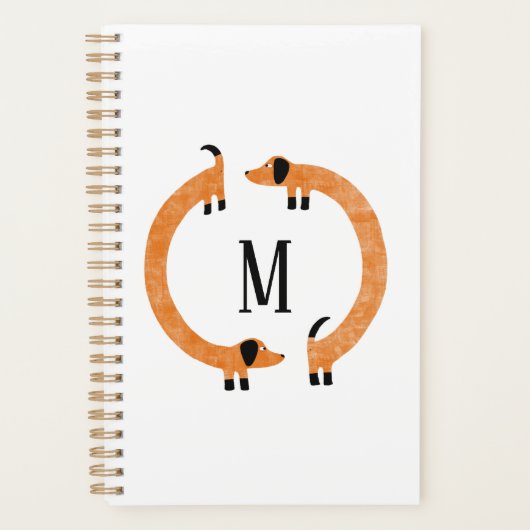Funny Dachshund Sause Dog Monogram Planner (Voorkant)