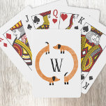 Funny Dachshund Sause Dog Monogram Pokerkaarten<br><div class="desc">Cute en grappige dachshund,  worsthonden of wiener-honden in eeuwige beweging. Pas door het initiaal te veranderen of te verwijderen aan.</div>