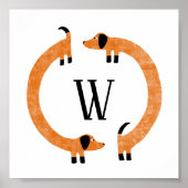 Funny Dachshund Sause Dog Monogram Poster (Voorkant)