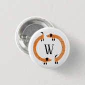 Funny Dachshund Sause Dog Monogram Ronde Button 3,2 Cm (Voorkant /achterkant)