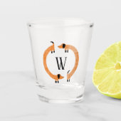 Funny Dachshund Sause Dog Monogram Shot Glas (Voorkant)