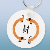 Funny Dachshund Sause Dog Monogram Sleutelhanger
