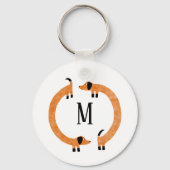 Funny Dachshund Sause Dog Monogram Sleutelhanger (Achterkant)