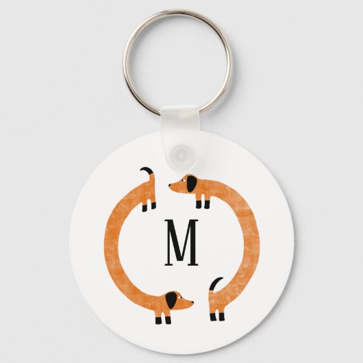 Funny Dachshund Sause Dog Monogram Sleutelhanger (Achterkant)