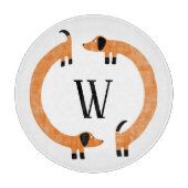 Funny Dachshund Sause Dog Monogram Snijplank (Voorkant)