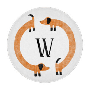 Funny Dachshund Sause Dog Monogram Snijplank