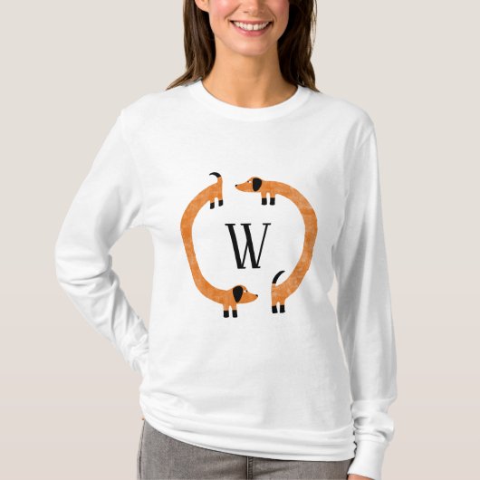 Funny Dachshund Sause Dog Monogram T-shirt (Voorkant)