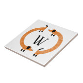 Funny Dachshund Sause Dog Monogram Tegeltje (Zijkant)