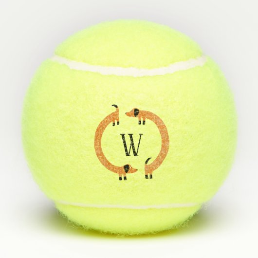 Funny Dachshund Sause Dog Monogram Tennisballen (Achterkant)