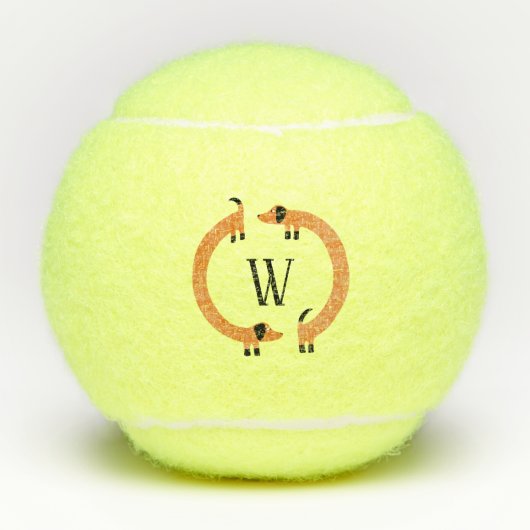 Funny Dachshund Sause Dog Monogram Tennisballen (Voorkant)