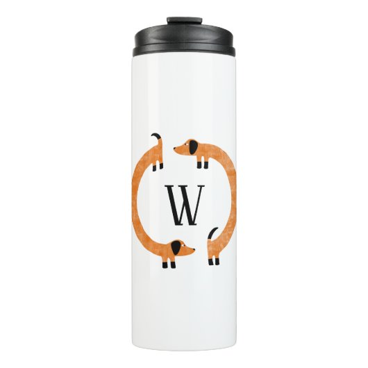 Funny Dachshund Sause Dog Monogram Thermosbeker (Voorkant)