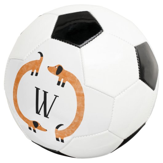 Funny Dachshund Sause Dog Monogram Voetbal (Drie kwart)