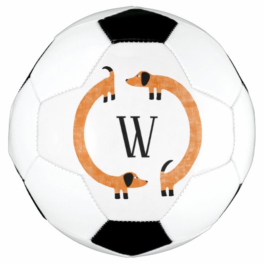 Funny Dachshund Sause Dog Monogram Voetbal (Voorkant)