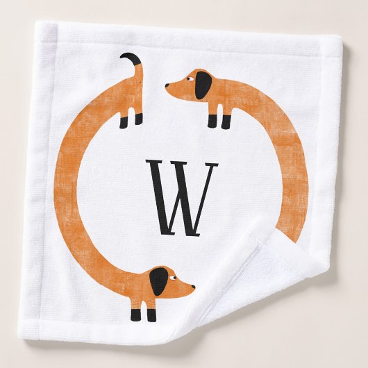 Funny Dachshund Sause Dog Monogram Washandje