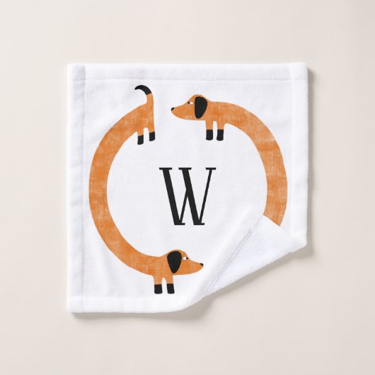 Funny Dachshund Sause Dog Monogram Washandje (Wasdoekje)