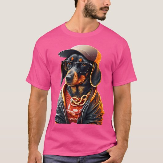 Funny Dachshund Schattige Rap Hip Hop Rb T-shirt (Voorkant)