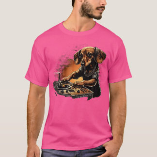 Funny Dachshund Schattigee DJ Electronic Music EDM T-shirt