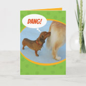 Funny Dachshund Sniffing Golden Retriever Butt Kaart (Voorkant)