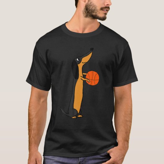 Funny Dachshund Spelen Basketbal T shirt (Voorkant)