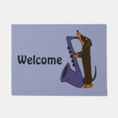 Funny Dachshund Spelling Saxophone Doormat Deurmat (Voorkant)