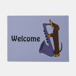 Funny Dachshund Spelling Saxophone Doormat Deurmat