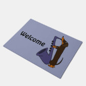 Funny Dachshund Spelling Saxophone Doormat Deurmat (Schuin)