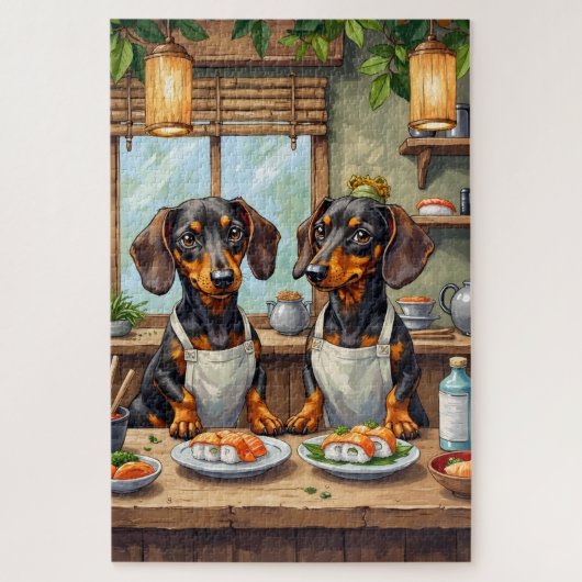 Funny Dachshund Sushi Bar Dog Lover Art Legpuzzel (Verticaal)
