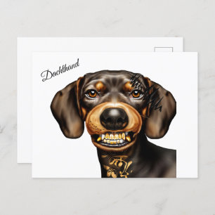 Funny Dachshund Tattoo Briefkaart