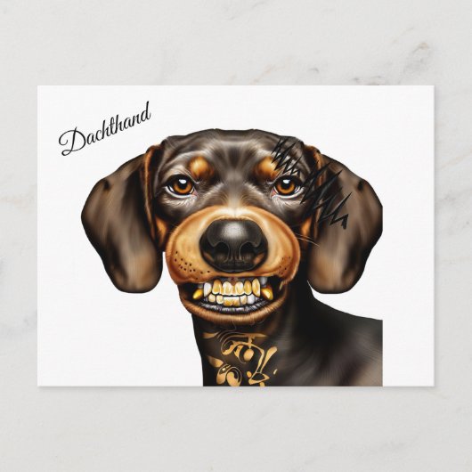Funny Dachshund Tattoo Briefkaart (Voorkant)