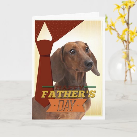 Funny Dachshund Vaderdag Kaart (Gele Bloem)