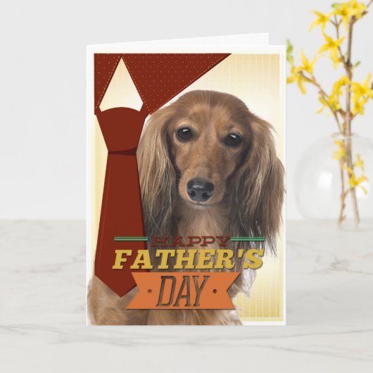 Funny Dachshund Vaderdag Kaart (Gele Bloem)