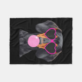 Funny Dachshund Wearing Gles And Blowing Nk Bubble Fleece Deken (Voorkant (Horizontaal))