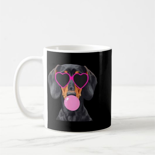 Funny Dachshund Wearing Gles And Blowing Nk Bubble Koffiemok (Links)