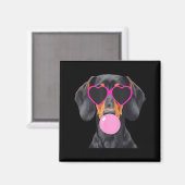 Funny Dachshund Wearing Gles And Blowing Nk Bubble Magneet (Voorkant / Achterkant)